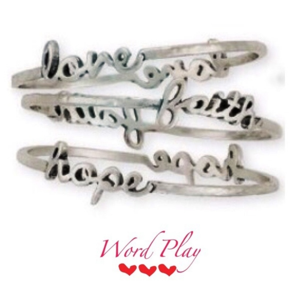 Word Play Faith Hope Love Bangle 2 Set